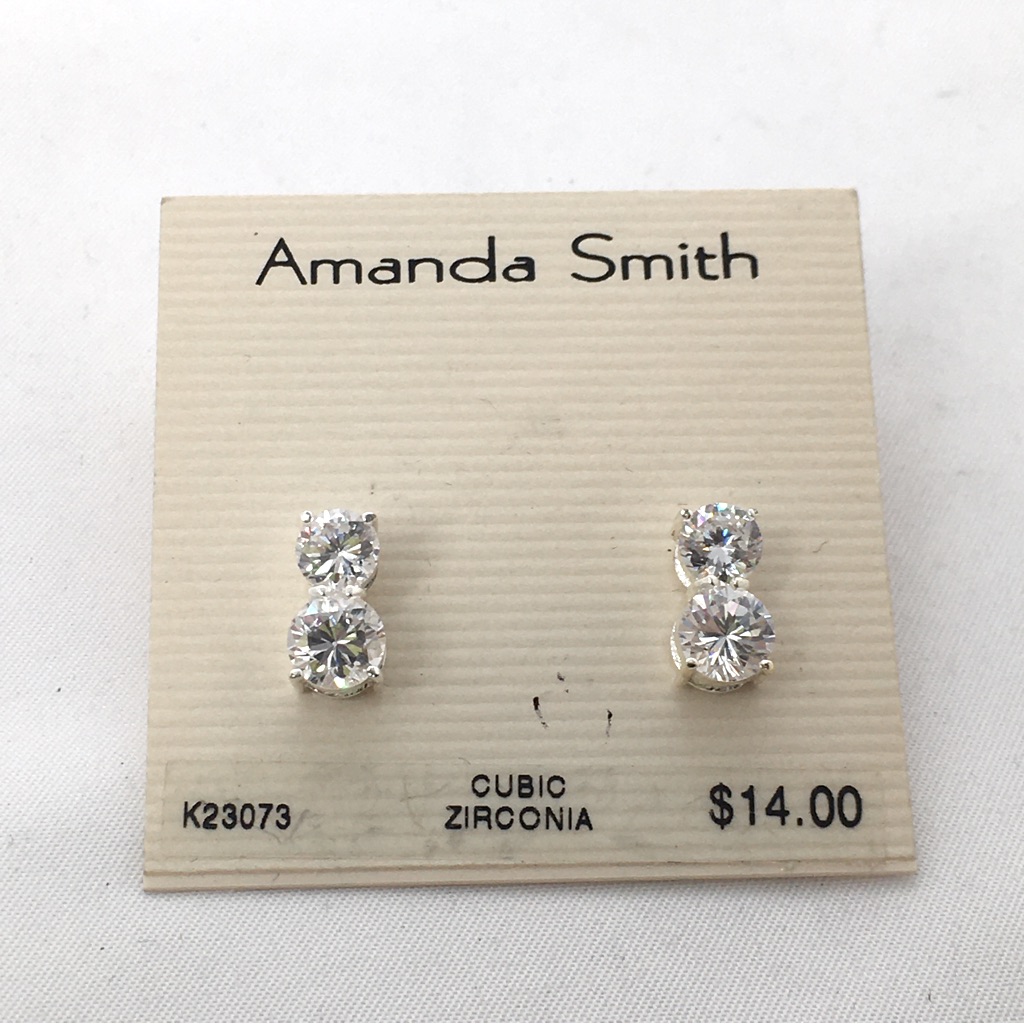 Amanda Smith, Double Cz Earrings, Studs, Noc, Cubic Zirconia